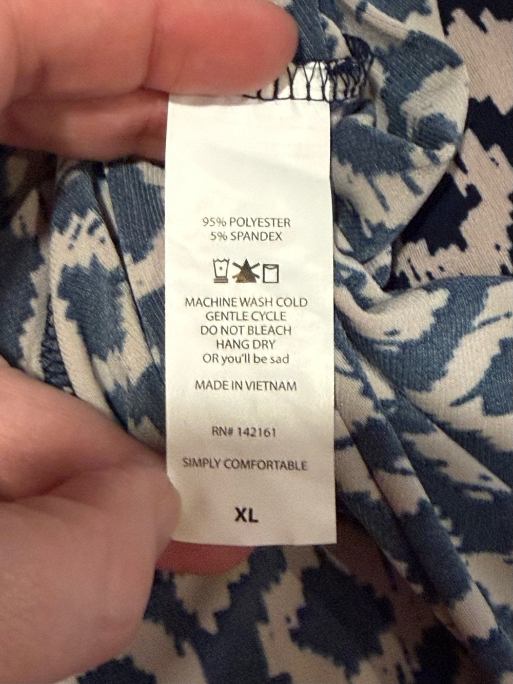 Lularoe Azure A-line Geometric Beige Navy Skirt NWT - Picture 6 of 6